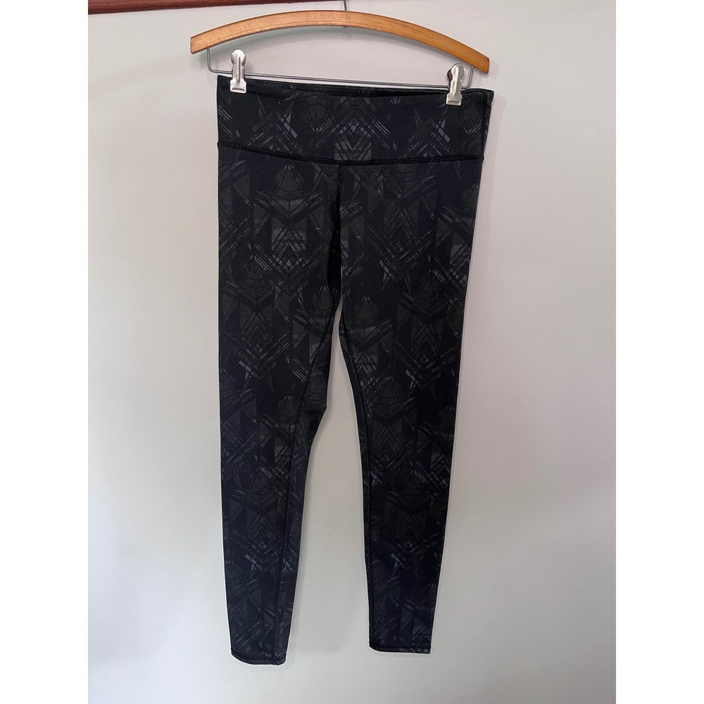 Alo Yoga Womens Black Grey Geometric Abstract Print Activewear Leggings Size M